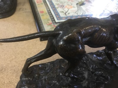 Lot 802 - After Jules Moigniez (1835-1894): pair of bronze figures of hunting dogs