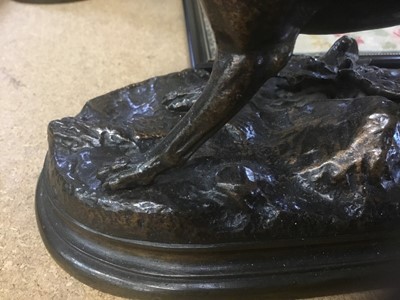 Lot 802 - After Jules Moigniez (1835-1894): pair of bronze figures of hunting dogs