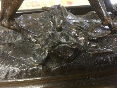 Lot 802 - After Jules Moigniez (1835-1894): pair of bronze figures of hunting dogs