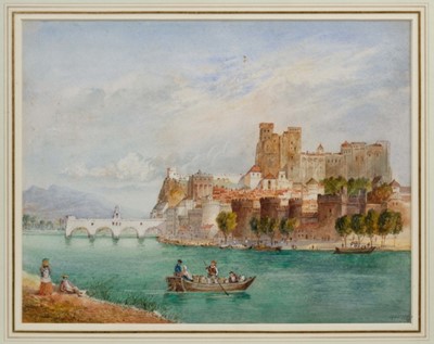 Lot 1030 - William John Wilcox (1839-1928) watercolour - view of Avignon, 1905, initialled, 22.5cm x 29cm, in glazed gilt frame 
Provenance: David Ker Fine Art, London