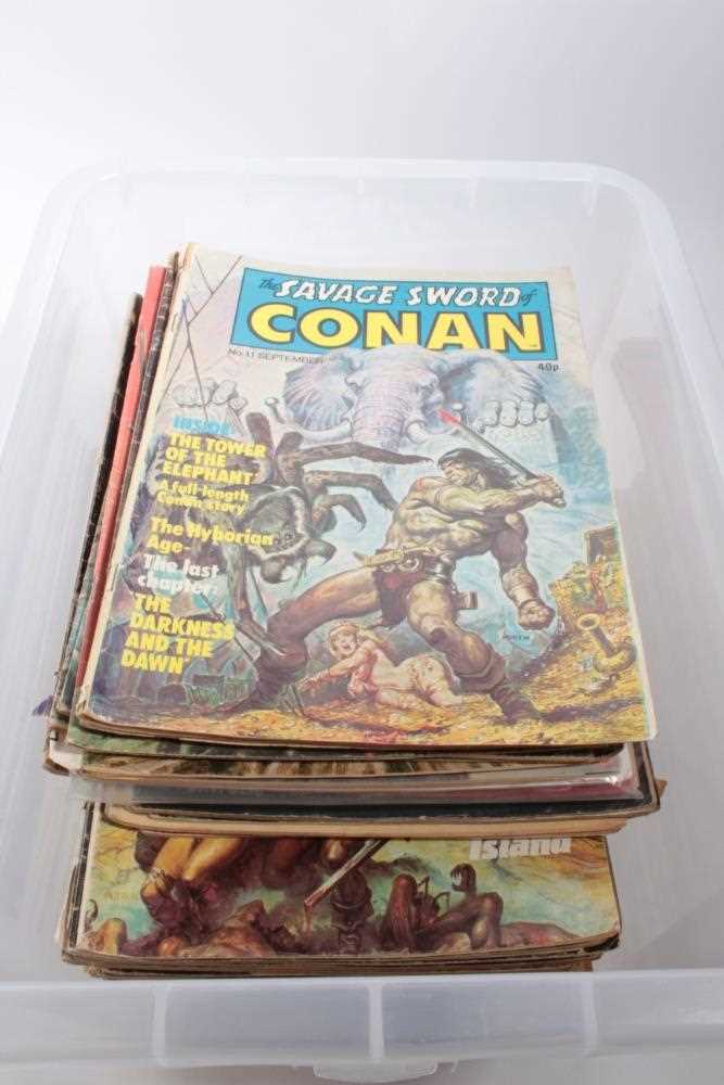 Lot 15 - Collection of The Savage Sword of Conan The Barbarian comics (1970s -1980s), approximately 86 together with two Doc Savage comics