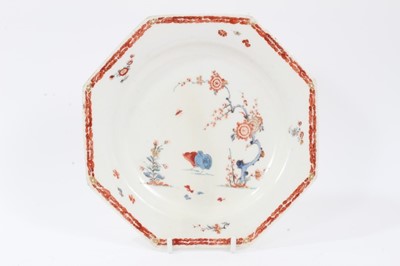 Lot 185 - Bow octagonal plate, c.1765, painted with the Two Quail pattern, 21.5cm across