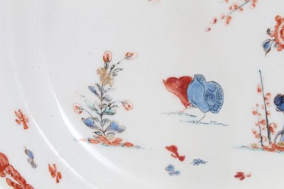 Lot 185 - Bow octagonal plate, c.1765, painted with the Two Quail pattern, 21.5cm across