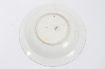 Lot 195 - Chelsea porcelain bowl, c.1755, polychrome painted with floral sprays, red anchor mark to base, 16.25cm diameter