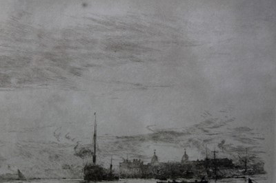 Lot 1046 - William Lionel Wyllie (1851-1931) signed artist proof etching - River of Gold, 26cm x 41cm, in glazed oak frame  
Provenance: T. Richardson & Co, Piccadilly p