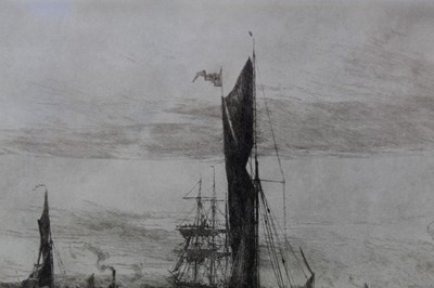 Lot 1046 - William Lionel Wyllie (1851-1931) signed artist proof etching - River of Gold, 26cm x 41cm, in glazed oak frame  
Provenance: T. Richardson & Co, Piccadilly p
