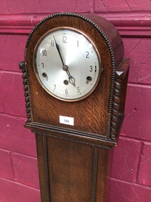 Lot 392 - Oak grandmother clock