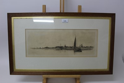Lot 46 - William Lionel Wyllie (1851-1931) signed artist proof etching - Gorinchern, Holland, 19cm x 48cm, in glazed oak frame 
Provenance: T. Richardson & Co, Piccadilly