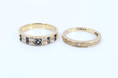 Lot 125 - 18ct gold diamond set half eternity ring and 18ct gold diamond and sapphire ring