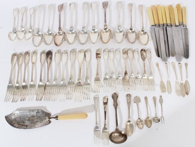 Lot 483 - Selection of Georgian and later Fiddle and Thread pattern flatware