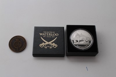 Lot 679 - George III Northumberland & Newcastle Yeomanry medallion, together with a Waterloo 200th Anniversary medal (2)