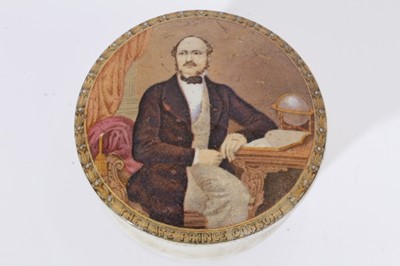 Lot 55 - Victorian Prattware pot lid and base printed with a portrait of 'The late Prince Consort' 10.5 cm diameter