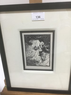 Lot 229 - Charles Thrupp Nightingale (1878-c.1939) signed woodcut - Echo, titled, signed and dated 1922 in pencil, in glazed frame p