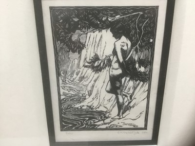 Lot 136 - Charles Thrupp Nightingale (1878-c.1939) signed woodcut - Echo, titled, signed and dated 1922 in pencil, in glazed frame p