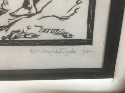 Lot 136 - Charles Thrupp Nightingale (1878-c.1939) signed woodcut - Echo, titled, signed and dated 1922 in pencil, in glazed frame p