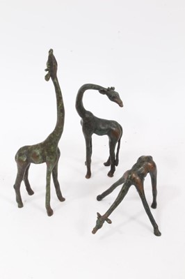 Lot 835 - A family of bronze giraffes