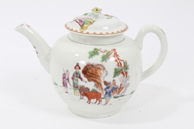 Lot 206 - Worcester Red Bull pattern teapot, c.1760, with a non-matching cover, 13.5cm high