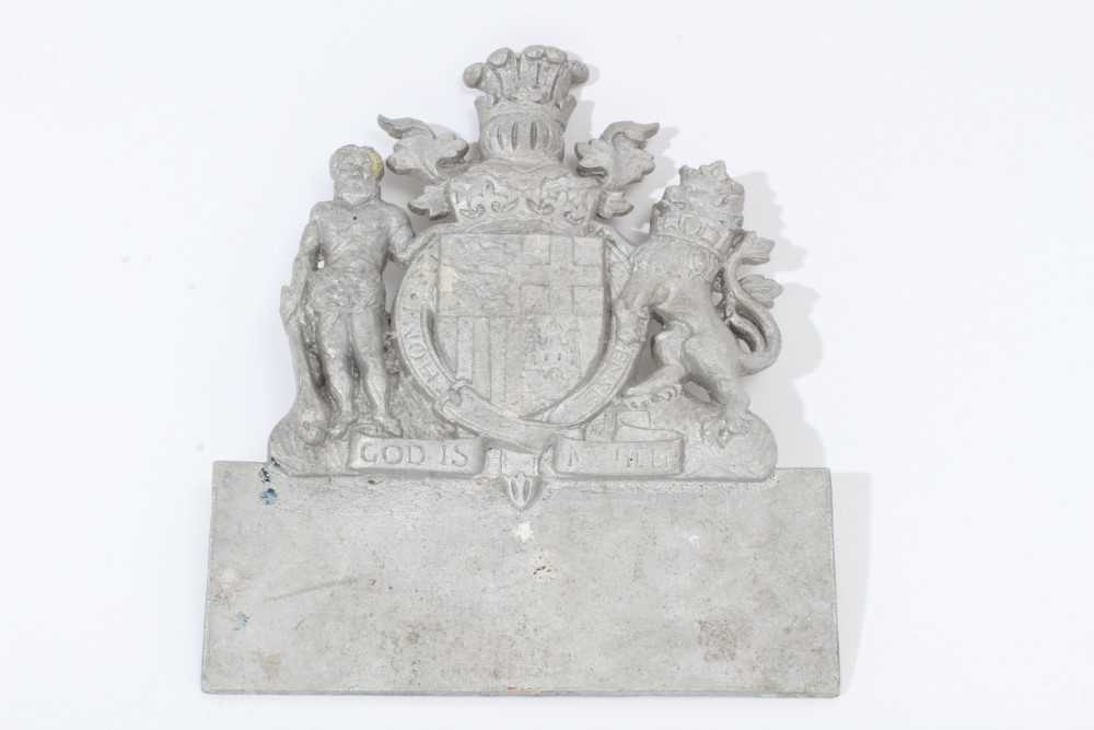 Lot 58 - H.R.H. Prince Philip The Duke of Edinburgh , Royal Warrant cast metal coat of arms - unpainted 22 cm high, 19.8 cm wide