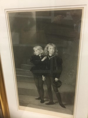 Lot 133 - Samuel Cousins, after Sir John Everett Millais, 19th century mezzotint - The Princes in the Tower, signed in pencil by both artists, published by The Fine Art Society 1879, 71cm x 42cm, in glazed g...