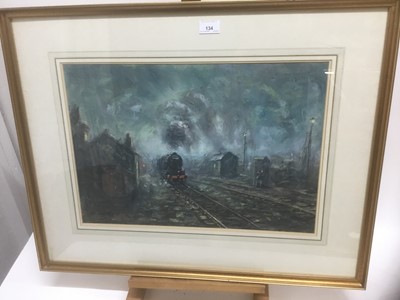 Lot 267 - Peter W. G. Coombs, 20th century, pastel - Leaving the Station, signed, 36cm x 51cm, in glazed gilt frame