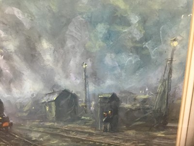 Lot 148 - Peter W. G. Coombs, 20th century, pastel - Leaving the Station, signed, 36cm x 51cm, in glazed gilt frame