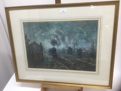 Lot 148 - Peter W. G. Coombs, 20th century, pastel - Leaving the Station, signed, 36cm x 51cm, in glazed gilt frame