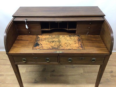 Lot 945 - Late 19th / early 20th century mahogany roll top desk