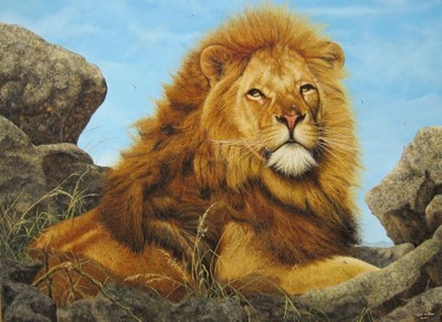 Lot 1270 - Mark Whittaker (b 1964), acrylic on board, The King, signed and dated 2000, 86 x 117cm