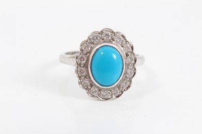 Lot 130 - 18ct white gold turquoise and diamond ring