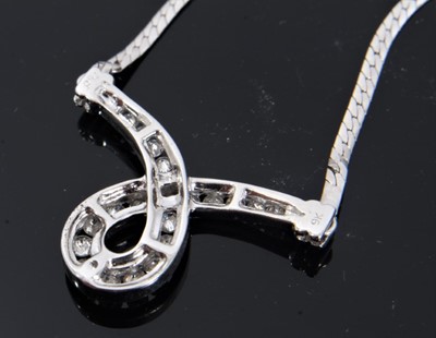 Lot 131 - 9ct white gold diamond set loop pendant necklace