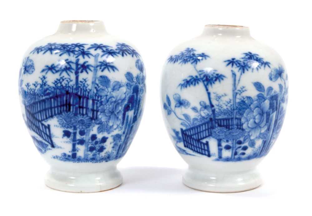 Lot 214 - Pair of 18th century Chinese soft-paste porcelain tea canisters