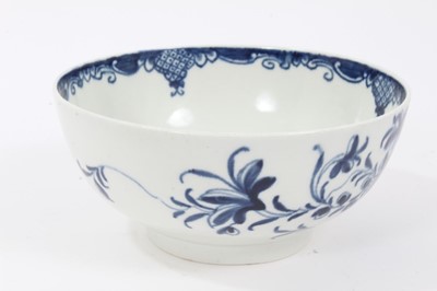 Lot 215 - Worcester blue and white bowl, c.1760, decorated with the Mansfield pattern, crescent mark to base, 15cm diameter