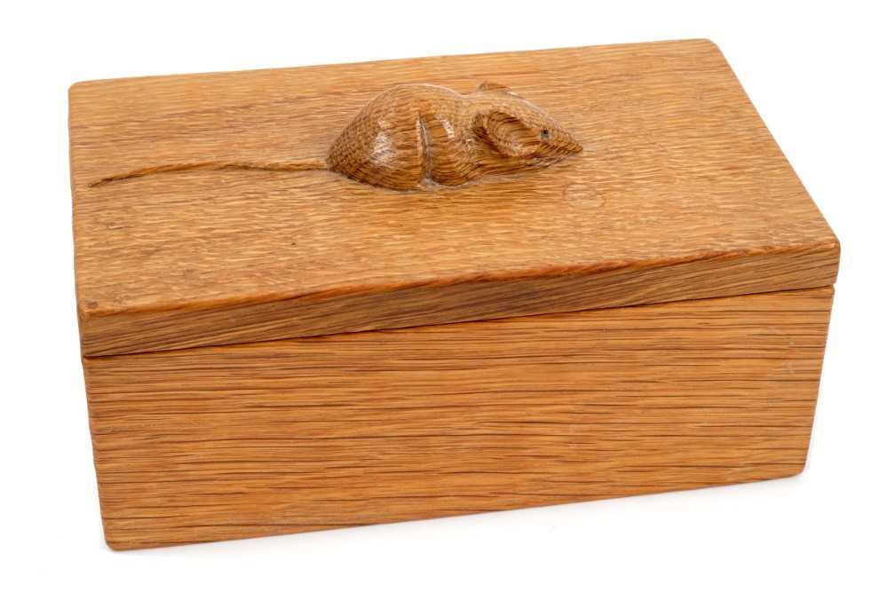 Lot 839 - Robert 'Mouseman' Thompson carved oak trinket box and cover