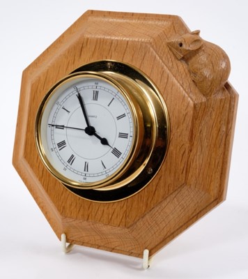 Lot 840 - Robert 'Mouseman' Thompson carved oak wall clock