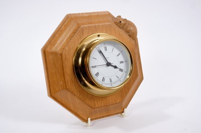 Lot 840 - Robert 'Mouseman' Thompson carved oak wall clock