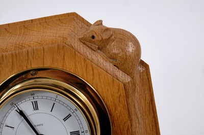 Lot 840 - Robert 'Mouseman' Thompson carved oak wall clock