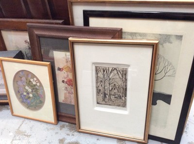 Lot 489 - Mixed group of decorative engravings and etchings, prints and other pictures