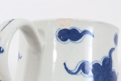 Lot 217 - Bow blue and white Dragon pattern mug, c.1755, of baluster form, 9.25cm high
