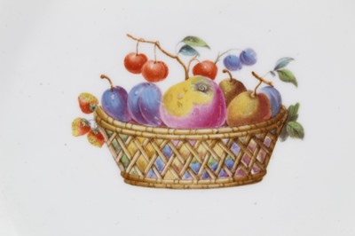 Lot 218 - Pair of Derby plates painted with baskets of fruit by George Complin, marks to back, 22.25cm diameter