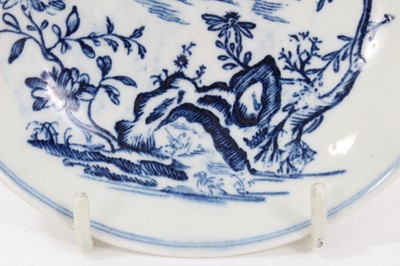 Lot 219 - Lowestoft tea bowl and saucer, c.1790, printed with the rare Dromedary pattern