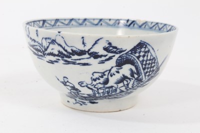 Lot 219 - Lowestoft tea bowl and saucer, c.1790, printed with the rare Dromedary pattern