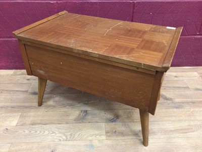 Lot 407 - Mid 20th century teak sewing box with contents