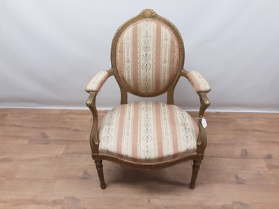 Lot 1523 - 18th century giltwood open armchair