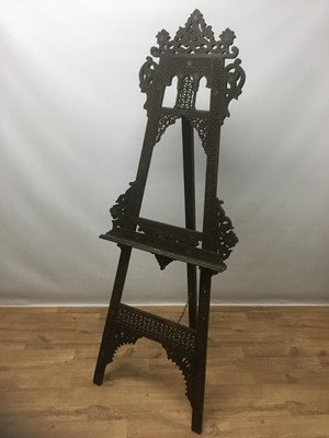 Lot 1477 - Late 19th / early 20th century Moorish carved gallery easel, in the manner of Libertys