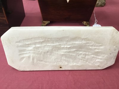 Lot 984 - Small 19th century carved alabaster reclining figure of St. Theresa of Avila