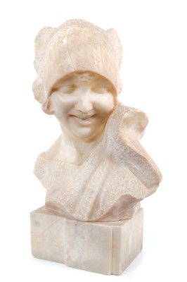 Lot 941 - Good late 19th / early 20th century carved alabaster bust of young Italian girl