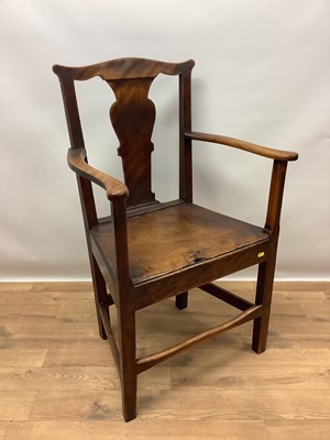 Lot 1441 - 18th century fruitwood country elbow chair