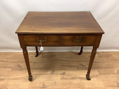 Lot 1495 - Unusual early 19th century teak two drawer campaign style writing table