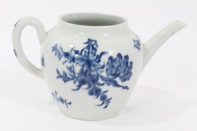 Lot 243 - Rare Worcester blue and white Thrush pattern teapot, c.1758, painter's mark to base, 10cm high