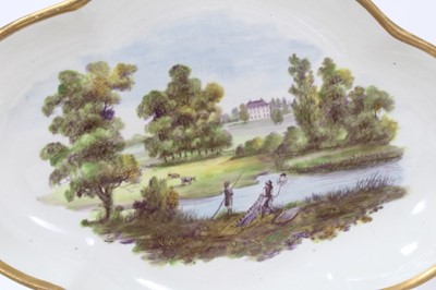 Lot 130 - Set of six pearlware plates and two dessert dishes c.1800, decorated with rural scenes and gilt borders 
  
Provenance: The Oprah Winfrey Collection